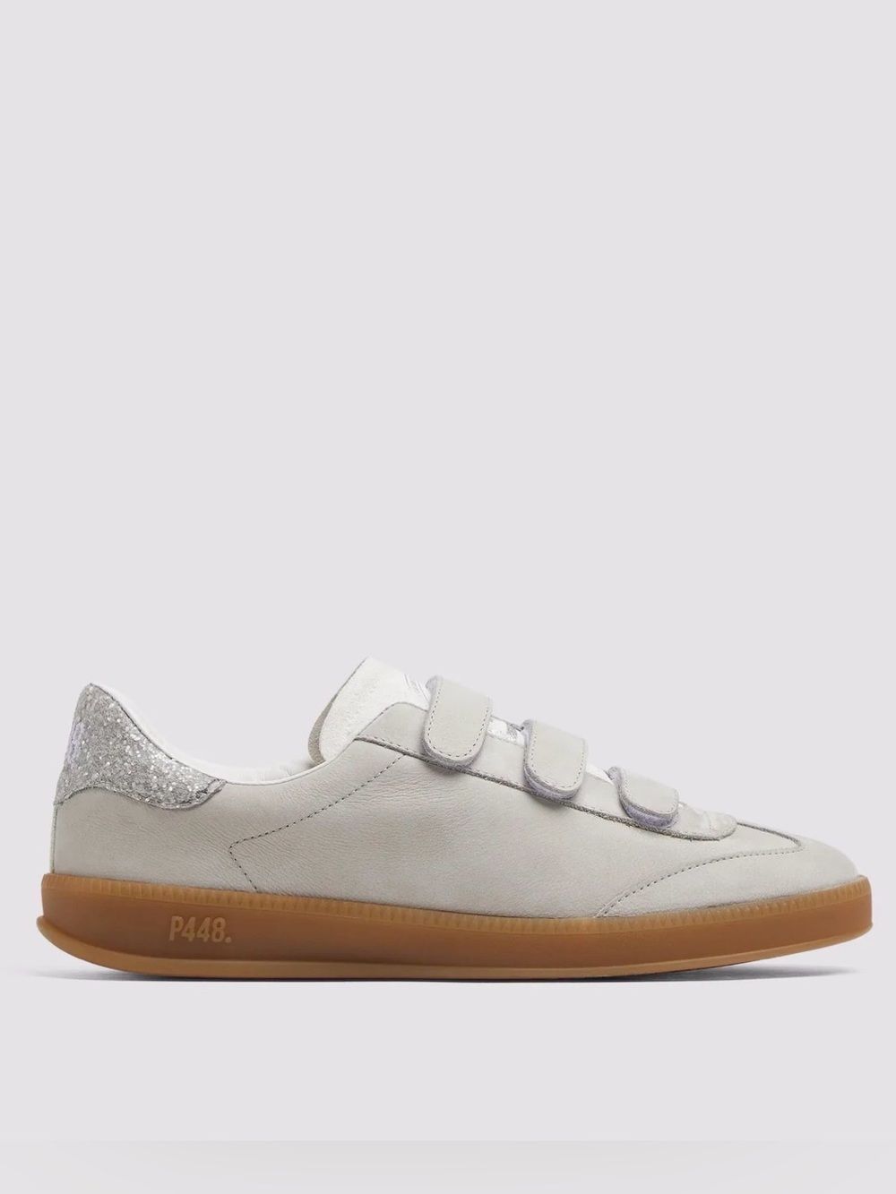 Nib P448 Capri Glitter Velcro Sneakers In Pearl Size 9.5